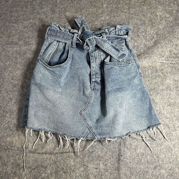 Free People We The Free Denim Skirt Womens 28 East Of Eden Light Wash Button Fly - Picture 1 of 7
